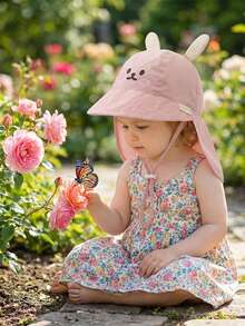 6-24M Baby Hat Summer Sunscreen Hat Boy Baby Bucket Hat Girl Sun Hat Children's Panda Outdoor Shoulder Hat Thin - 1PC - View 1