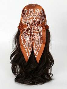 1pc Paisley Pattern Bandana Boho Headscarf, Can Be Used As Beach Fashion Neckerchief For Dress - S41246 Red - View 5
