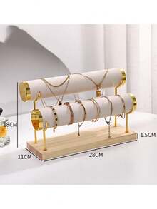 Organizador de pulseras de oro | Soporte de escritorio de madera para exhibir pulseras y relojes, apto para scrunchies y relojes - Multiusos, estante colgante para almacenamiento de joyas, ideal para exhibición minorista, ferias comerciales y colección personal - multicolor - Ver 12