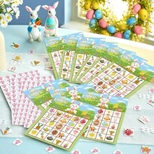 33 de cărți de joc Bingo de Paște din hârtie de 5x7 inch - Set de petrecere cu tematică de iepure și ou, potrivit pentru 24 de jucători, Set de jocuri de societate, Cărți de joc pentru petrecere, Potrivit pentru activități în familie și în clasă, Vânătoare de ouă de Paște și sărbători de sărbători, Consumabile pentru petreceri de Paște de primăvară - A - Vizualizare 5