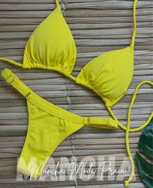 Women's Polyamide Bikini With Adjustable Straps (Sizes: S/M/L/XL) - 黃色 - 查看 1