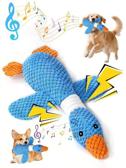 1pc Pet Squeaky Doll, Dual-Headed Goose And Plush Duck Squeak Doll For Dogs, Teddy Bear Plush Doll, Mixed Animal Squeaky Doll For Medium/Large Dogs, Indoor/Outdoor Interactive Plush Dog Chew Doll, Companion Gift For Dogs To Relieve Stress