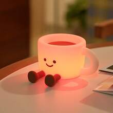 Lámpara de noche con diseño de taza de café linda - Lámpara con 3 niveles de brillo y control táctil de 7 colores, lámpara de silicona con temporizador de 30 min, recargable por USB - Iluminación y diseño suaves, adecuado para habitación, regalo creativo - Multicolor - Ver 8