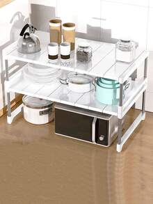 1 pieza/Set Organizador de estantería debajo del fregadero con extensión ajustable, puede evitar tuberías, crear un almacenamiento de cocina ordenado y organizado. [Video de instalación disponible en la página de inicio] - Multicolor - Ver 7