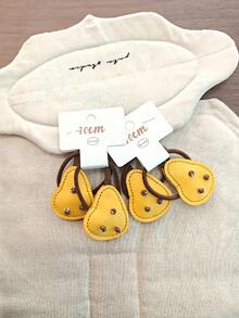 2PCS/4PCS PU Leather Kids Cute Hair Bands Cute Plants Hair Ties Gentle On Hair Girls' Hair Elastics - Multicolor - View 8