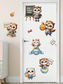 1pc Multi-Size PVC Removable Wall Sticker, Cartoon Wall Decal, Monkey Switch Sticker, Elephant Carrying Lion & Leopard, Dog Squatting, Owl Learning Park, Mouse & Cheese, Children's Elements Decorative Wall Sticker, Suitable For Bedroom, Living Room, Study, Dining Room, Bathroom, Home Wall Decor, Room Decoration - Multicolor - View 2