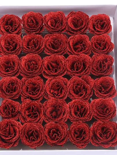 20 Stücke/Box künstliche rote Rose, enthält 20 Blumenstiele, Glitzer Dekor Rosen, DIY Kunstblumen, geeignet für Basteleien, Hochzeitssträuße, Büro Dekoration, Feiertage, Valentinstag, Muttertag, Frühlingsdekoration, Heimdekoration, Geburtstagsgeschenke, Raumdekoration, Garten Außendekoration