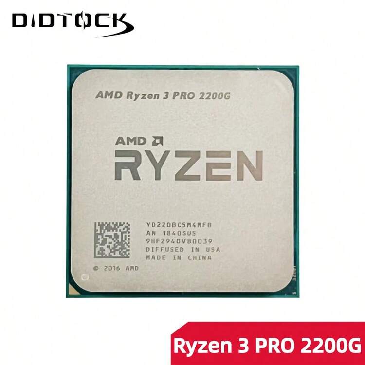 AMD Ryzen 3 2200G ( PRO 2200G ) R3 2200G 3.5GHz 4-Core 4-Thread CPU Processor 14NM L3=4M Socket AM4 No Fan No Original Box - View 2