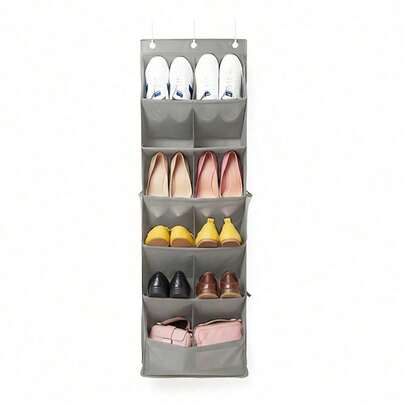 Shoze 12-Pocket Over The Door Shoe Rack Reinforced Tube Space Saving Hanging Shoe Organizer For Wardrobe Dorm Bedroom