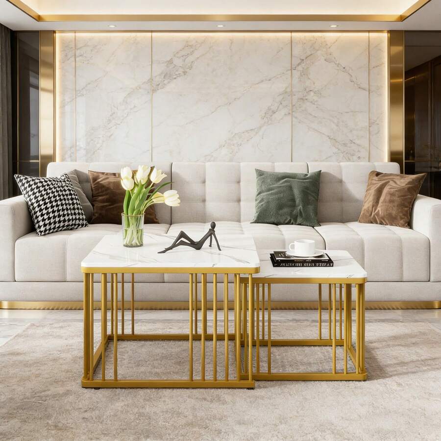 Couchtische - Weiß + MDF-3 - Übersicht 1