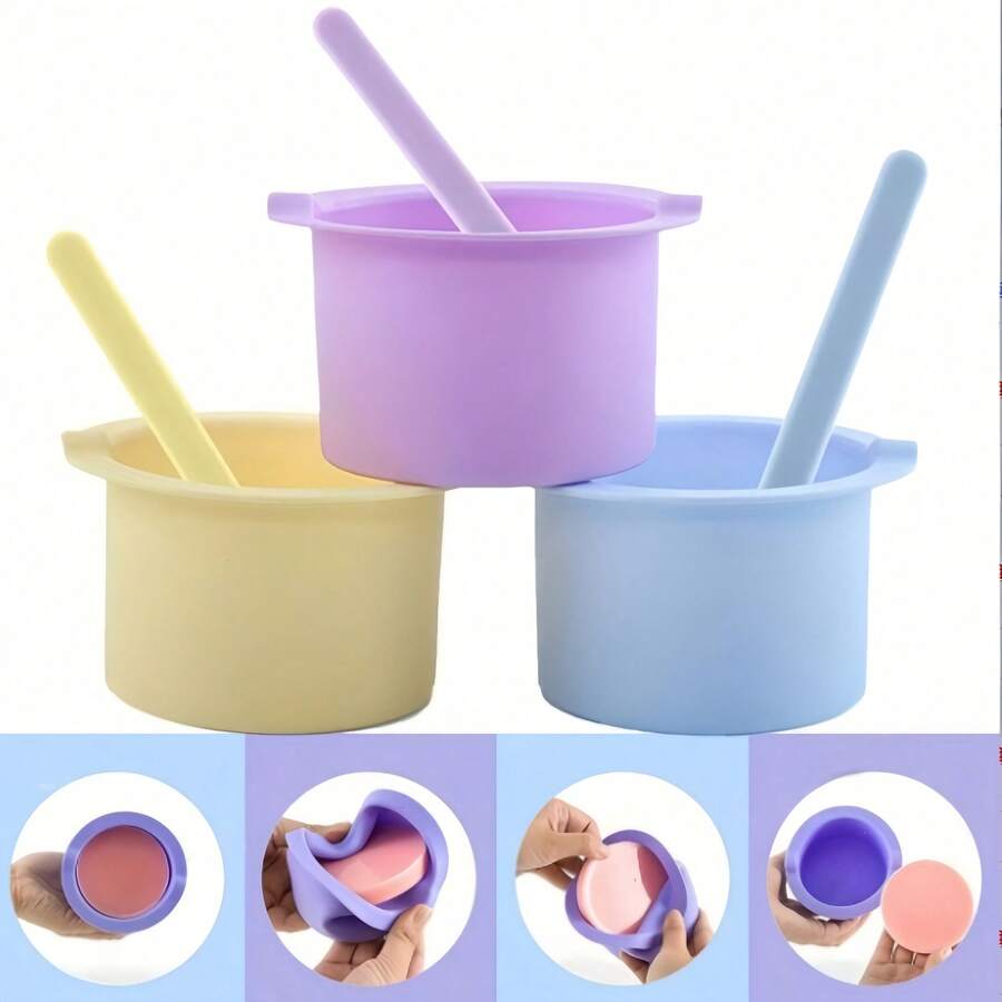 蜡加热器，增稠耐热硅胶碗，可替换脱毛蜡碗，可重复使用蜡锅碗，沙龙、美容、旅行、护发产品及配件必备 - 彩色 - 查看 1