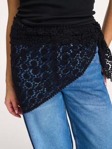 1pc Bohemian Style Crochet Hollow Triangle Scarf - Lightweight, Lace-Like Crochet Floral Details, Perfect For Summer Vacation, Daily Commute And Casual Outfits. An Essential Bohemian Fashion Accessory. - Multicolor - View 3