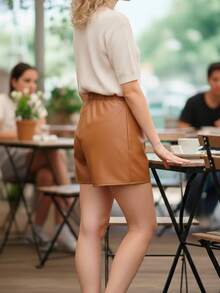 Falda Short Vinipiel - Champán - Ver 1