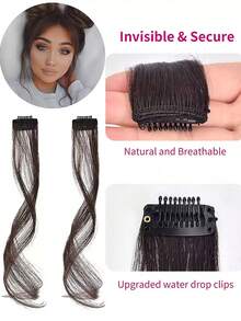 Synthetic Long Side Air Bangs Wavy Curly Clip In Fringe Bangs Wig Front Side Bangs Hairpiece Hair Extensions For Women Girls Daily Party Wedding Wear - Multicolor - View 4