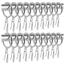 10pcs Metal Curtain Rings And 10pcs Metal Hooks, Suitable For Windows, Doors Or Shower Curtains. Metal Curtain Rings With Eyelets For Pleated Curtains. Durable Metal Hooks. Home Decor Hardware. Elegant Window Decoration. Smooth Surface. - Multicolor - View 2