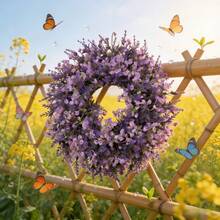 1pc Artificial Purple Lavender Wreath | High-Quality Oxidation-Resistant Fake Flowers Suitable For Spring Parties, Weddings, Bridal Bouquets, Tabletop Centerpieces, Gardens And Yards - Multicolor - View 8
