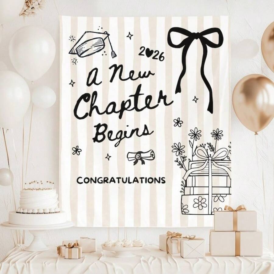 Next Chapter Graduation Banner, 2026 Graduation Backdrop, Graduation Party Decorations, Class Of 2026 Sign, Graduation Party Welcome, Can Be Used As Wall Hanging, Home Decor, Room Decor, Graduation Party Decor, Photography Background Indoor Tablecloth Decor - Xem 1