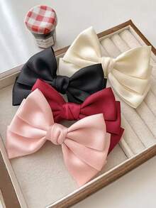 4pcs Women 12cm/4.72in Cute Pink White Black Red Bow Hair Clips, Princess Hair Accessories Hair Clips Duck Mouth Clips Barrette Hair Accessories, Fashion Versatile, Elegant Minimalist, Solid Color Hair Claws, Suitable For Daily, Casual, Party, Beach, Vacation, Hairstyle Design, Face Washing/Hair Washing, Makeup, Clothing Accessories, Spring Hair Clips, Summer Hair Clips, Autumn Hair Accessories, Winter Hair Clips - Multicolor - View 10
