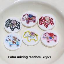 10/20pcs Colorful Printed Cute Horse Creative "Money Comes Quickly" Decorative Buttons, Suitable For Sweaters, Cardigans, DIY Crafts - Round Color Printed Pony - View 19