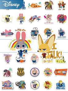 50pcs Disney Zootopia Judy Hopps And Nick Wilde Stickers, Cute Cartoon Creative For DIY Planner, Notebook, Laptop, Phone Case, Tablet, Fridge, Guitar, Skateboard, Water Bottle, Bicycle, Scrapbook, Decoration, Holiday, Birthday, Party Gifts - 50pcs - View 1