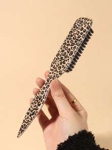 4pcs Leopard Print Pointed Tail Brush And Needle Tail Comb Set. Soft Boar Bristle Brushes, ABS Material. Smooths Hair, Suitable For Hair Care And Styling. Suitable For Home And Salon Use, Essential For Back To School Season And Travel. - Multicolor - View 5