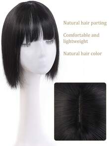 女士合成假发 10 英寸/14 英寸刘海直发头顶替换发块，三卡装，适合女士日常佩戴和聚会场合 - 彩色 - 查看 4