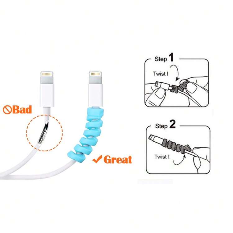 Multi Purpose Spiral Charging Protective Case, USB Charging Cable Accessories And Headphone Cable Charging Connector Protector, Durable Cable Sleeve To Prevent Breakage And Entanglement, Reusable For Mobile Phones, Laptops And Tablets, Suitable For Home, Office, Travel And Desktop Storage - Multicolor - View 5