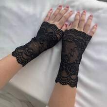 女士轻便短款蕾丝护腕 - 夏季疤痕遮盖，弹力透气防紫外线袖口，瑜伽护肘 - 查看 5