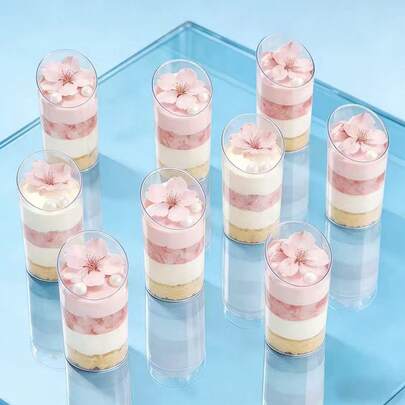 10/20/30/40/50/60/100/500pcs Set, Reusable Mini Dessert Cups, Ice Cream Cups, Slanted Round Cups Suitable For Chocolate, Mousse, Pudding And Appetizers, Great For Parties And Events