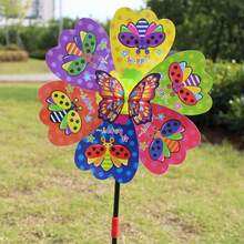 3D Schmetterling Windspinner, bunte Kunststoff Windrad Spielzeug für Party Dekoration, ohne Federn, ohne Strom oder Batterie nötig, 53 cm Outdoor Garten Dekoration, Gartenzubehör, Outdoor Dekoration, Garten, Heimdekoration - Mehrfarbig - Übersicht 6