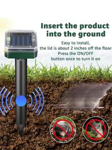 Summer  Solar-Powered Ultrasonic Mosquito Repellent, 1-Pack Outdoor Powered  Deterrent - Suitable For Lawns, Gardens, And Patios. Also Effective Against Moles, Snakes, Rodents, Gophers, And Other Pests. Spiked For Chasing Pests. - Green - View 8