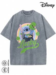 Disney T-Shirt For Men Made From 100% Cotton – Perfect For Family Holidays. This Soft, Pre-Washed Crew Neck T-Shirt With A Cute Stitch Print Features Vibrant And Appealing Details. The Fabric Is Durable And Easy To Care For. Ideal For Everyday Wear, Commuting, And More – For Pure Holiday Vibes. - 灰色 - 查看 1