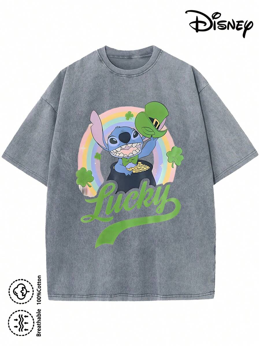 Disney T-Shirt For Men Made From 100% Cotton – Perfect For Family Holidays. This Soft, Pre-Washed Crew Neck T-Shirt With A Cute Stitch Print Features Vibrant And Appealing Details. The Fabric Is Durable And Easy To Care For. Ideal For Everyday Wear, Commuting, And More – For Pure Holiday Vibes. - 灰色 - 查看 1