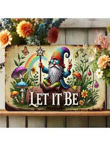 1pc "Make It Happen" Dwarf Vintage Wall Decor Sign, Vintage Metal Wall Art Suitable For Outdoor, Patio, Yard, Porch, Garage, Home, Cafe, Bar, Club, Farm, Garden - Metal Wall Decor Plaque, Perfect For Holiday Gifts - Multicolor - View 3