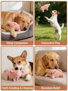 1pc Plush Pet Doll, Realistic Cute Piglet, Soft Material To Relieve Pet Separation Anxiety, Cat/Dog Sleeping Companion Doll, Friction Cleans Teeth, Chew Doll, Interactive Toss & Tug Games, Increases Pet Activity, Enhances Owner-Pet Bonding, Suitable For Home, Outdoor, Travel, Meets Pet Daily Needs, Pet Supplies, Pet Doll - Pink - View 1