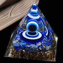 1 viên đá pha lê tự nhiên 50mm, đá Lapis Lazuli, hình cầu mắt ác, kim tự tháp Orgone, mắt quỷ, kim tự tháp bằng nhựa, trang trí nhà cửa, yoga, năng lượng. - Màu xanh lam - Xem 2