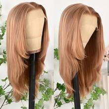 13x4 Layered Brown Wigs Light Brown Lace Front Wigs HD Lace Frontal Wigs Short Curly Lace Front Wig Pre Plucked Glueless Layered Wig Breathable Cap Easy Install Wig Free Part Heat Resistant Fiber Wig For Women Girls Halloween Christmas Party Vacation Daily Used 22 Inch - Blonde - 查看 3