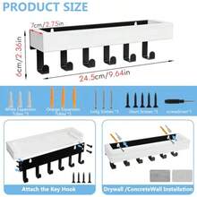 Key Holder For Wall Key Hooks Wall Mounted With Shelf Wall Key Rack With 6 Key Hook Key Holder For Home Decor Hallway Entryway Bedroom Mudroom Office White Fvv - White - View 2