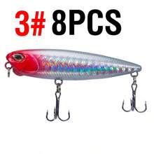 8 piezas de señuelos de pesca de 6.5cm/5g tipo minnow flotante, señuelos de hundimiento para lubina - Rojo y blanco - Ver 7