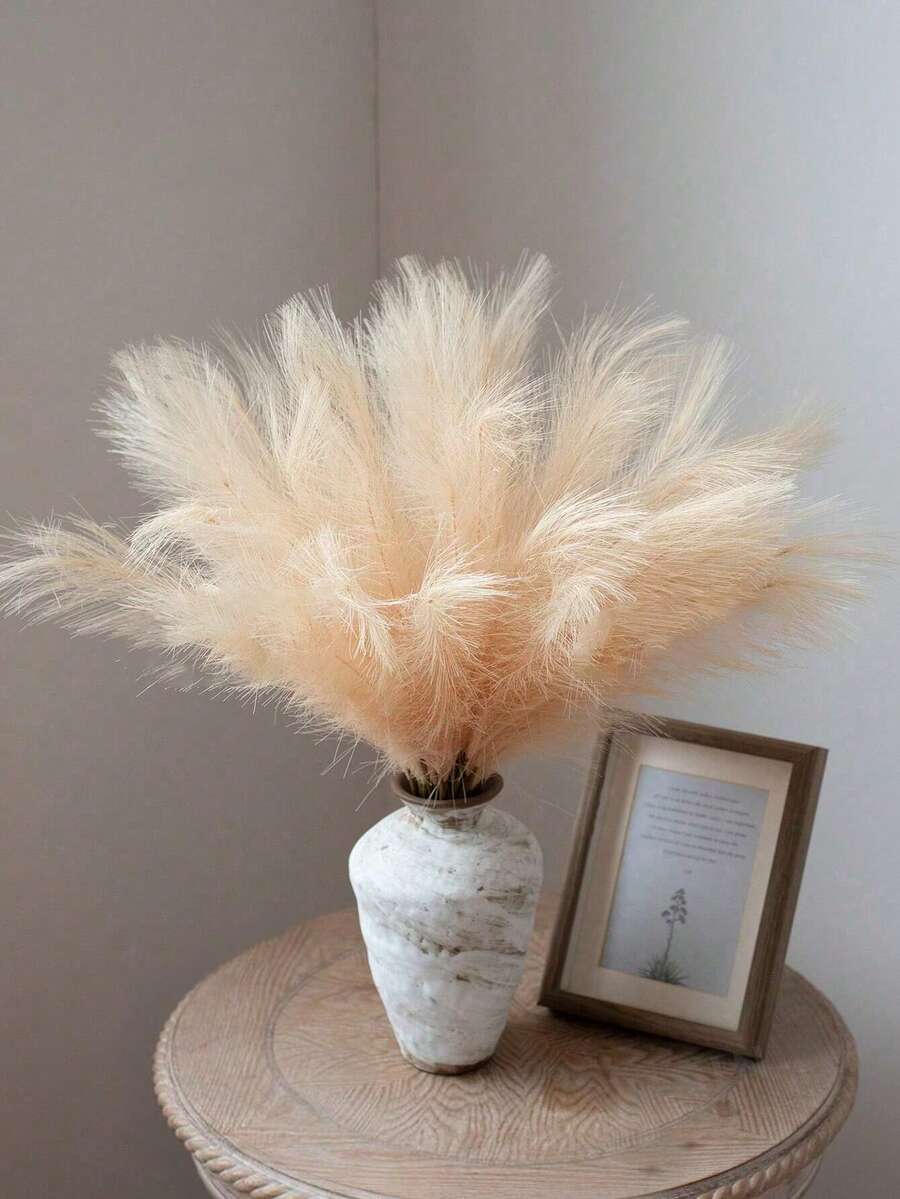 10/20/50 支香槟色仿真芦苇草，人造芦苇，高挑蓬松，仿真花，香蒲草，人造植物，波西米亚风装饰，适用于婚礼派对、家居客厅卧室、花瓶填充物、DIY 拍照道具、秋季装饰