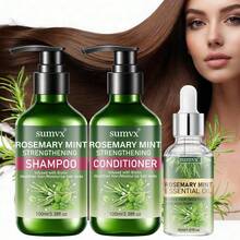 This 3-Piece Hair Care Set Includes Organic Rosemary And Mint Shampoo, Conditioner, And Scalp Oil. It Deeply Cleanses, Controls Oil, Removes Dandruff, And Nourishes Hair To Make Thin, Sparse Hair Appear Thicker And Fuller. It Also Repairs Dry, Damaged Hair, Suitable For Dry, Split, Damaged, And Fragile Hair. Suitable For Both Men And Women. - Shampoo + Conditioner + Hair Oil - View 12