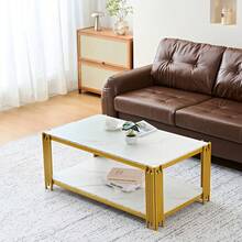 Coffee Tables - Gold+White + MDF+Metal - View 9