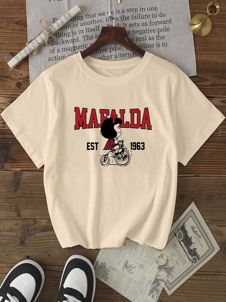 Remasterización clásica del verano: Camiseta conmemorativa MAFALDA 1963 - Albaricoque - Ver 1