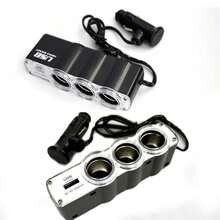 三合一车载点烟器插座分线器，带USB车载充电器，适用于汽车点烟器 - A - 查看 2