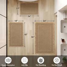 1Pc Waffle Bathroom Rugs, Boho Bath Rugs Non Slip Washable, Super Absorbent Bath Mats, Ultra Soft Rubber Backed Shower Mats For Bathroom Floor, Tub And Shower - màu nâu - Xem 2
