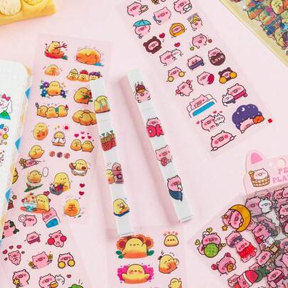 1set Pet Planet Series Transparent Stickers, Waterproof PVC Material, Creative DIY Stationery Stickers, Cartoon Cute Stickers, Princess Account Material Packaging And Decoration Stickers, Notebook Decoration Material Package