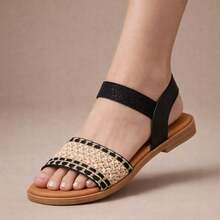 ALLEAN Flat Sandal With Elastic - 黑色三色 - 查看 1