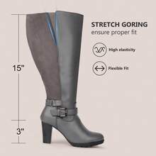 Women Wide Fit Boots & Booties - Grey - View 2