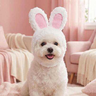 Bunny Rabbit Hat With Ears For Cats And Small Dogs Cute Plush Cat Costume Headwear For Easter Halloween