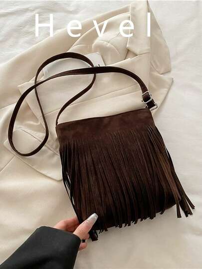 New Fashion Suede Fringe One Shoulder Crossbody Bag, Suitable For Parties, Outings, Vacations, Shopping And Daily Use, Can Store Coins, Phones, Also Suitable As A Work Bag For White-Collar, College Students And Office Workers, Elegant Ladies Bag